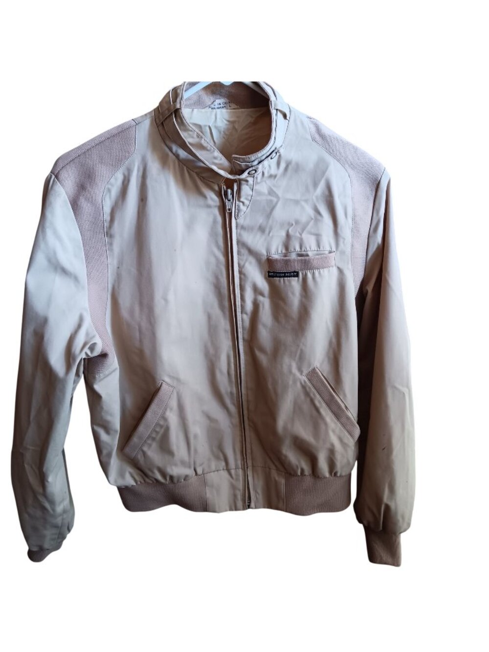 True Vintage 80's Nerd Girl Geek Jacket Large British Mist Beige Bomber Computer